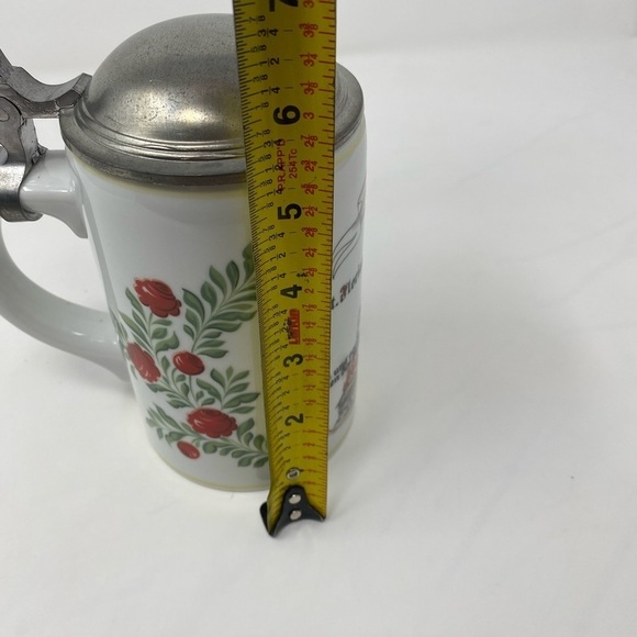 Vintage Ceramic Saint Florian beerstein from Germany with Pewter Lid - Picture 8 of 9